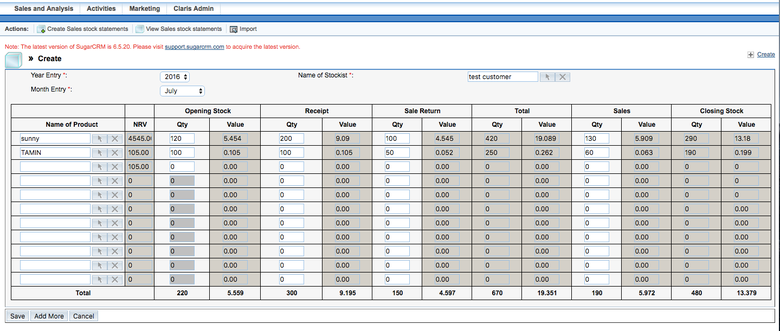 Sales Stock Management Module in SugarCRM