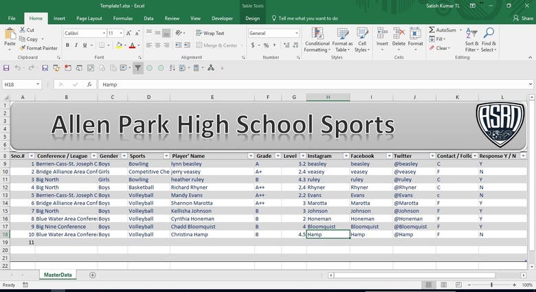 US High School Sports Recruiting - Excel Template