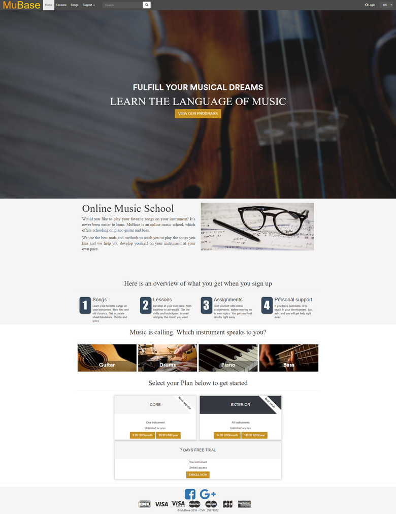 Website for learning music online