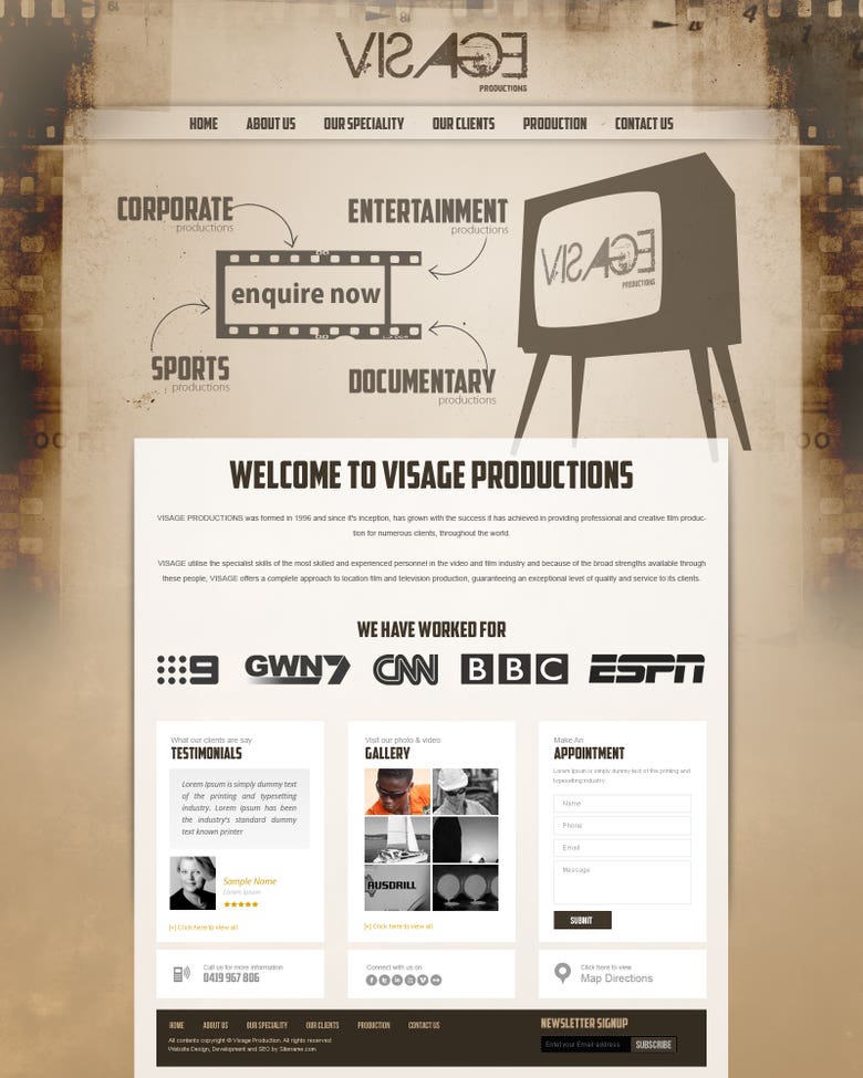 Website Design for Visage Production