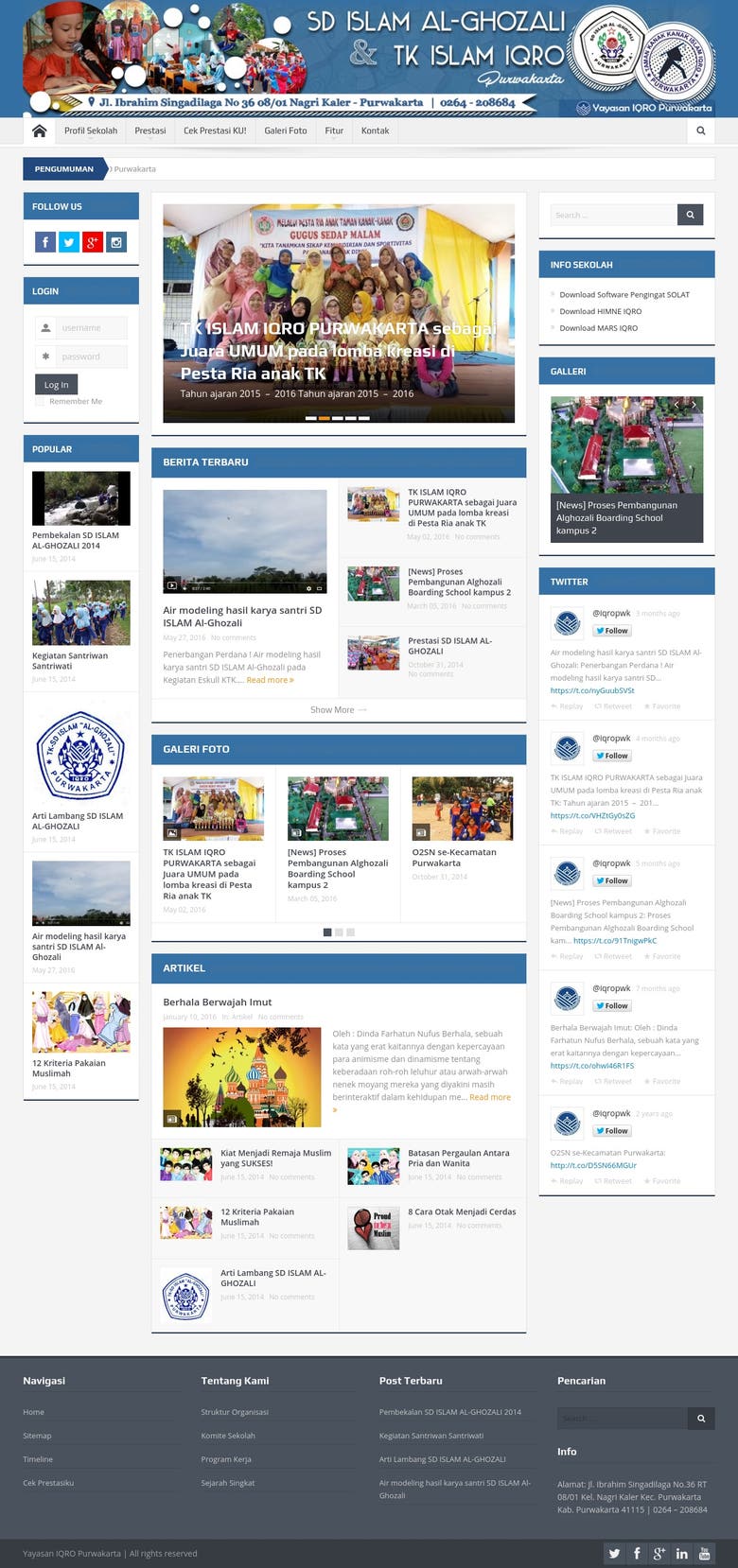 Website Yayasan IQRO Purwakarta (School Website Profile)