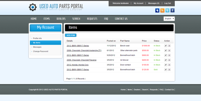 Used Auto Part Portal