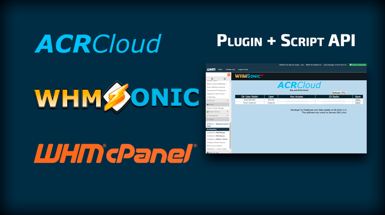 WHMSonic + WHM / cPanel + API AcrCloud.com
