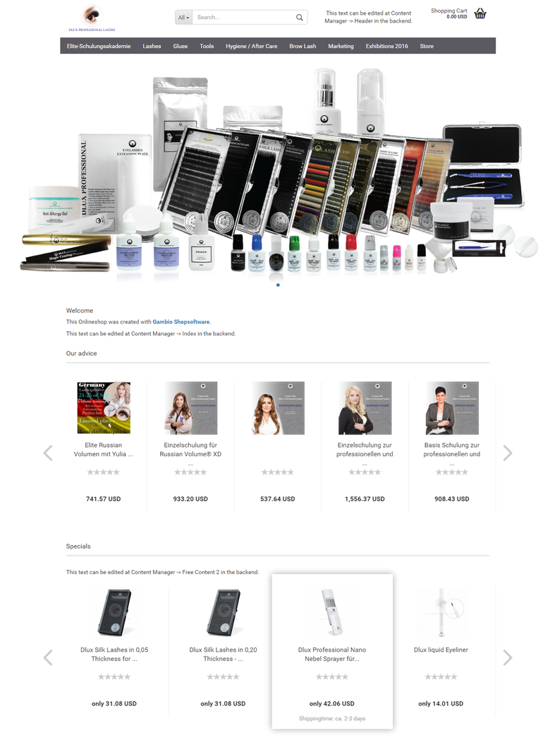 e-commerce website (http://www.dluxpro.de/)