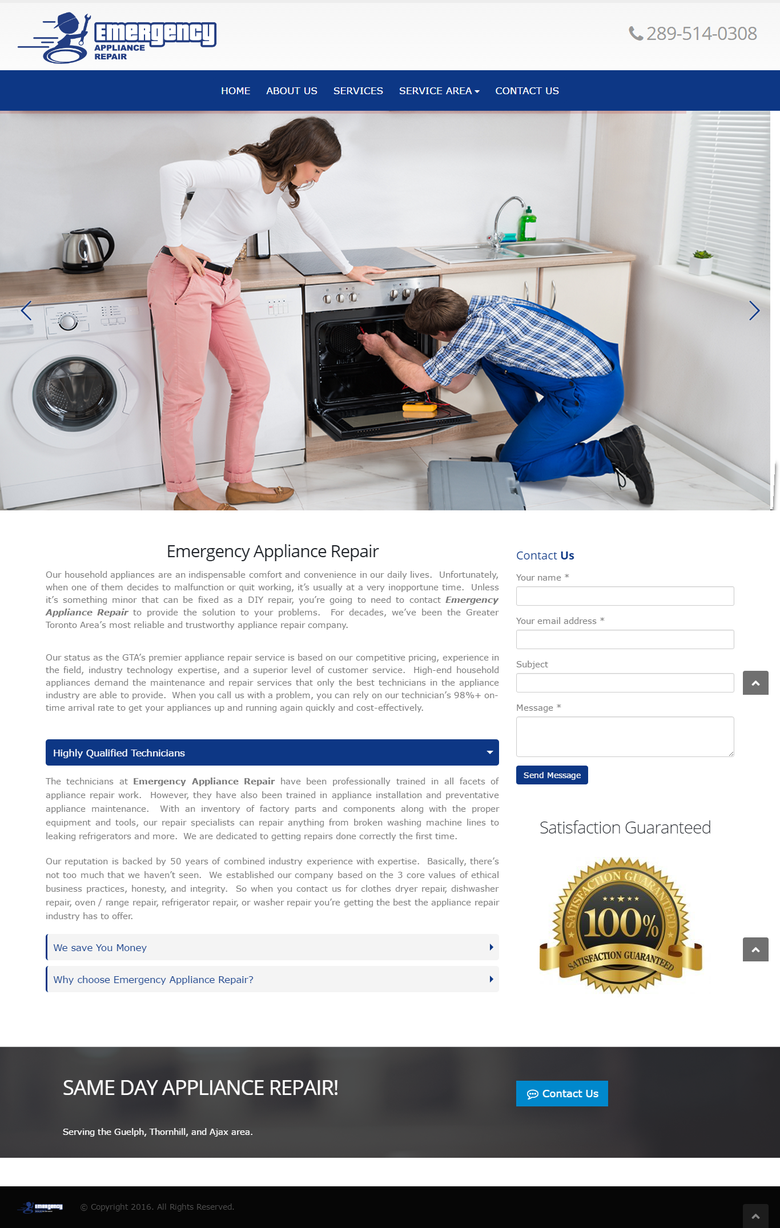 Emergency Appliance Repair Website