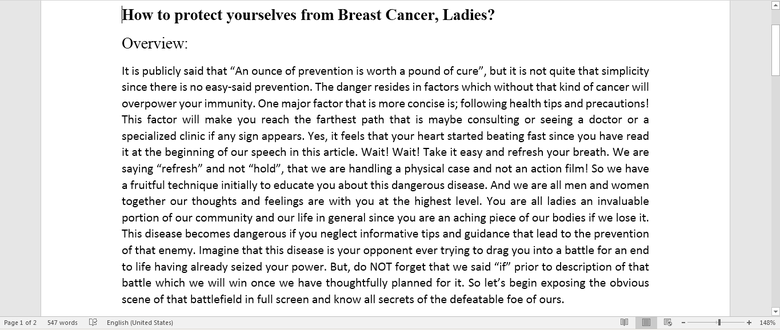 How to Protect Yourselves form Breast Cancer, Ladies.