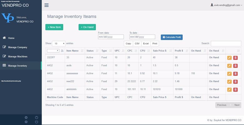 Custom responsive Inventory System in PHP
