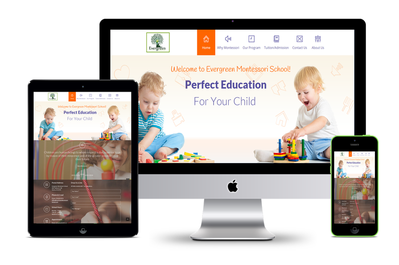Web site for Evergreen Montessori School