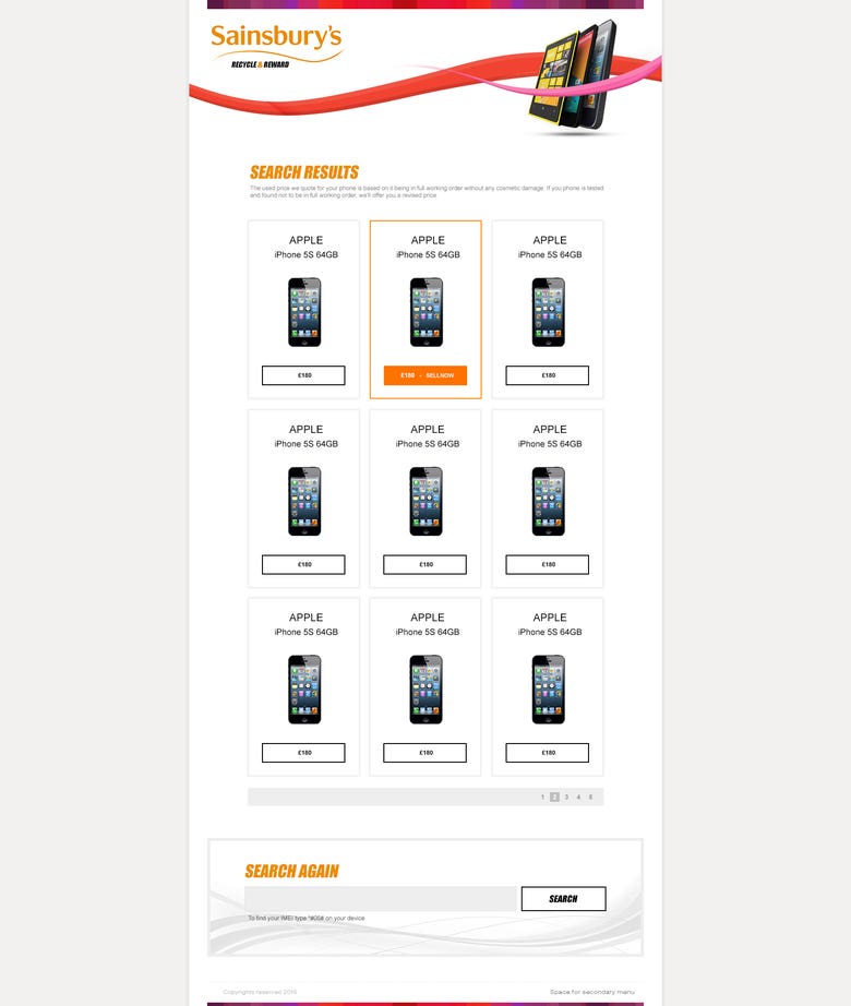 Website Development for Sainsbury for selling old phones