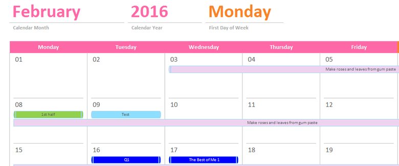 VBA to generate Project Calendar