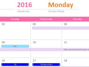 VBA to generate Project Calendar