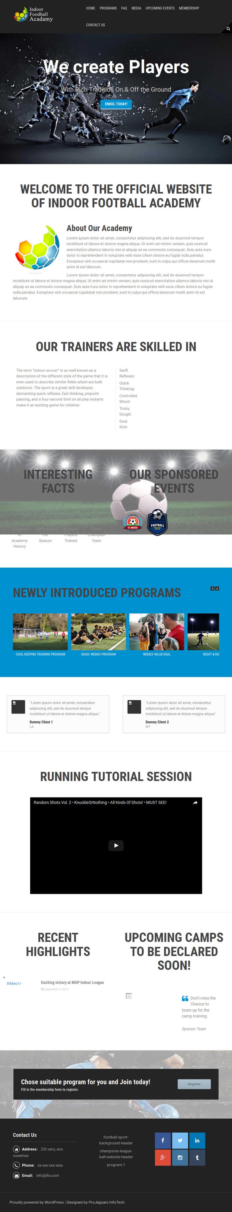 IFA Football Training Website Designing