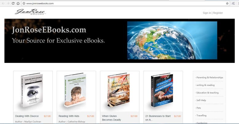 Ebook Online Store Website developed in PHP Framework