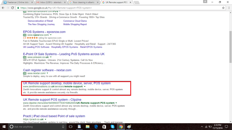 SEO top rank on keyword "UK Remote support POS system"