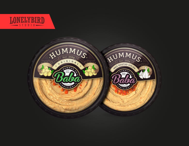 Logo & label designs for a hummus brand Baba