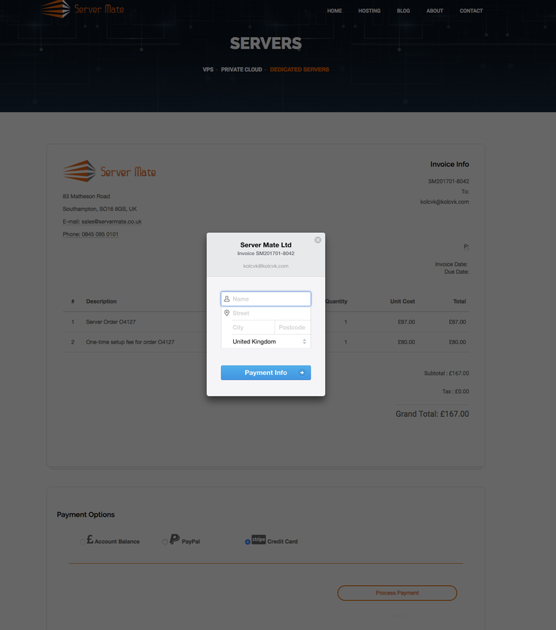 Website and Hosting platform for ServerMate