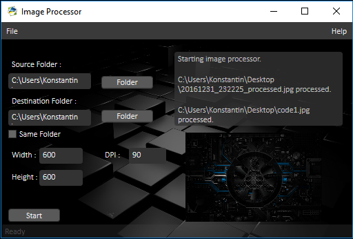 Image-processing-program. Resize and change DPI
