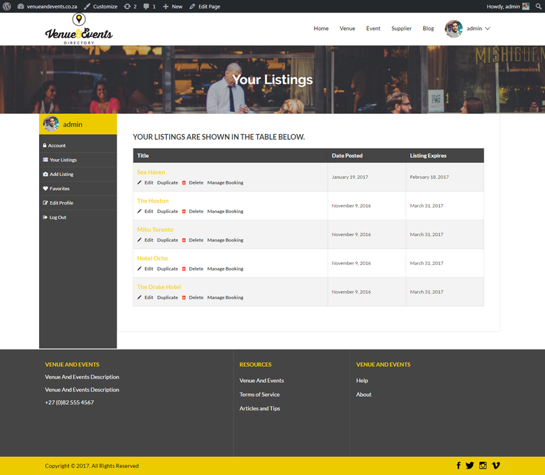 Venue and Event booking Website