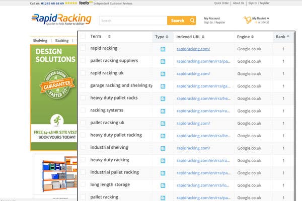 1st positions for Large Racking Website in UK