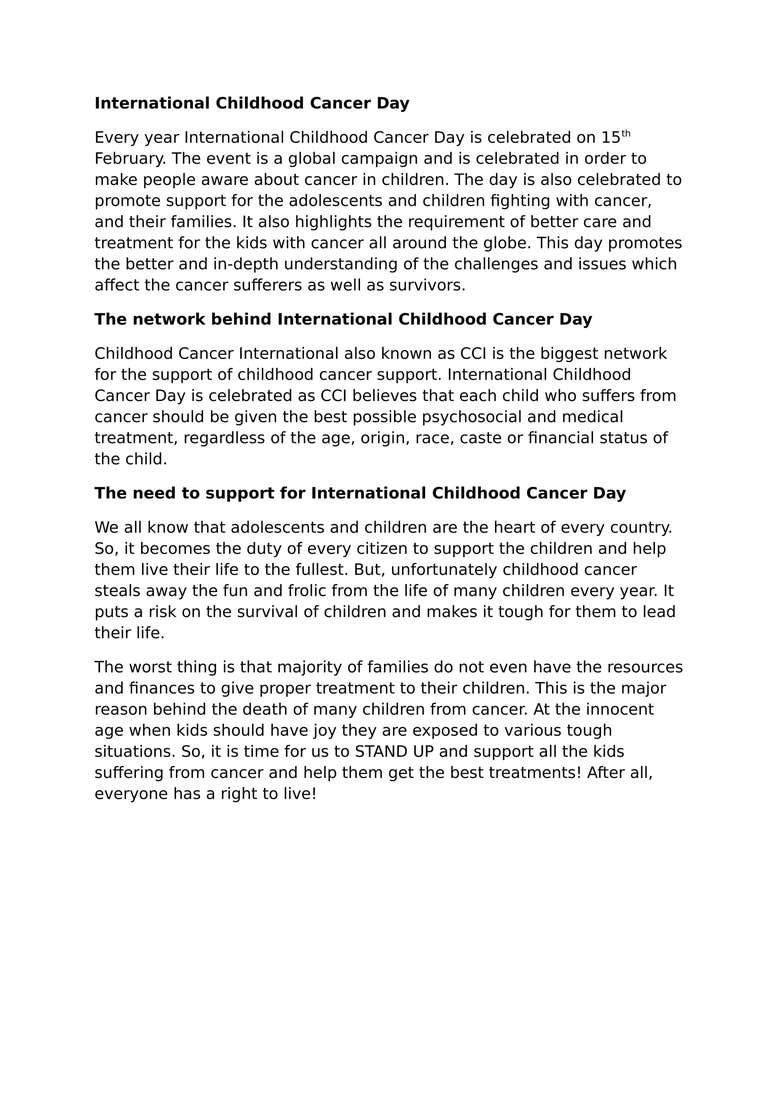 International Cancer Day