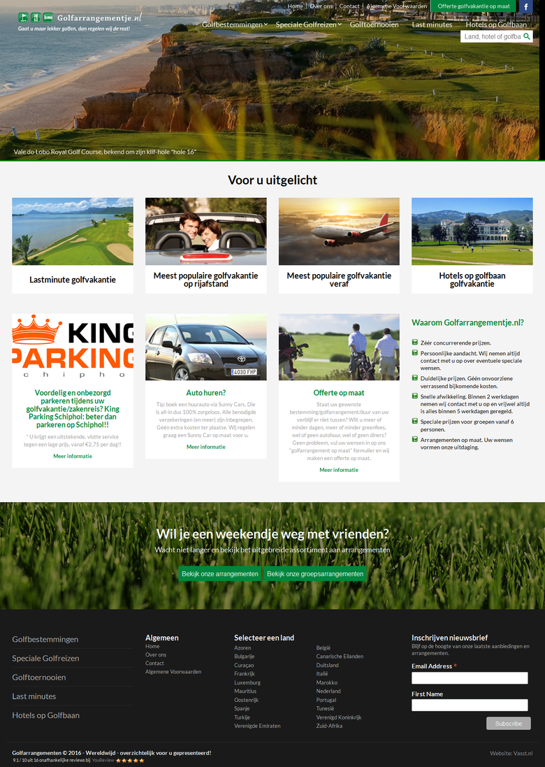 Golf arrangmenet wordpress website