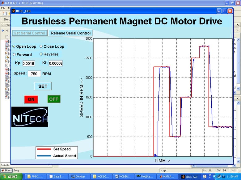 Modbus based serial utility to control BLDC drive in MATLAB