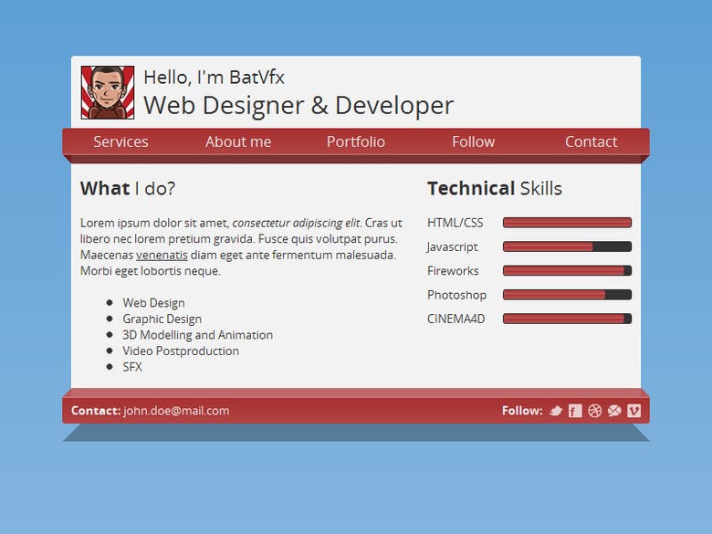 Pure CSS3 vCard Template