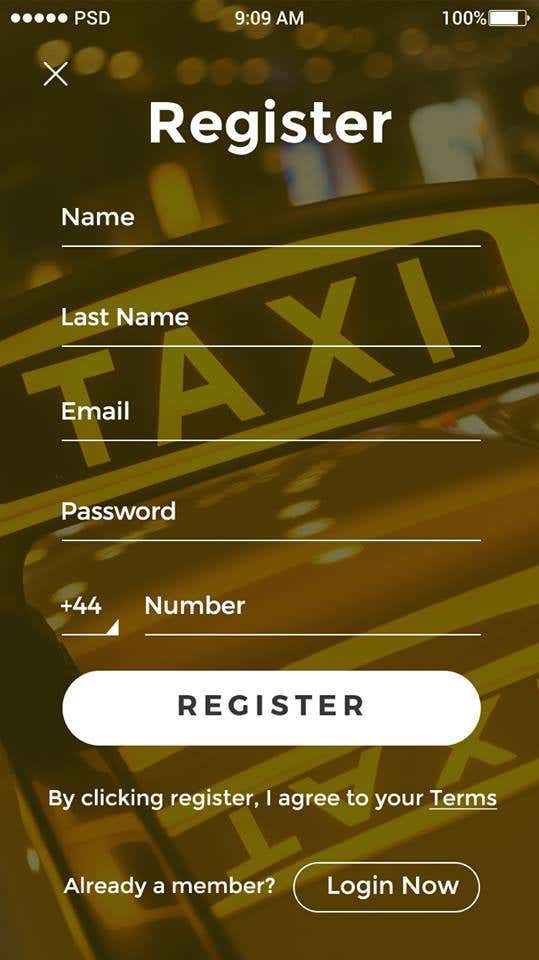 Taxi Now App Mockup