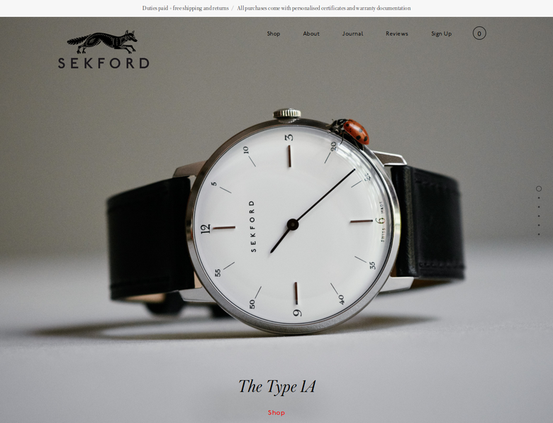 E-commerce for watches Sekford
