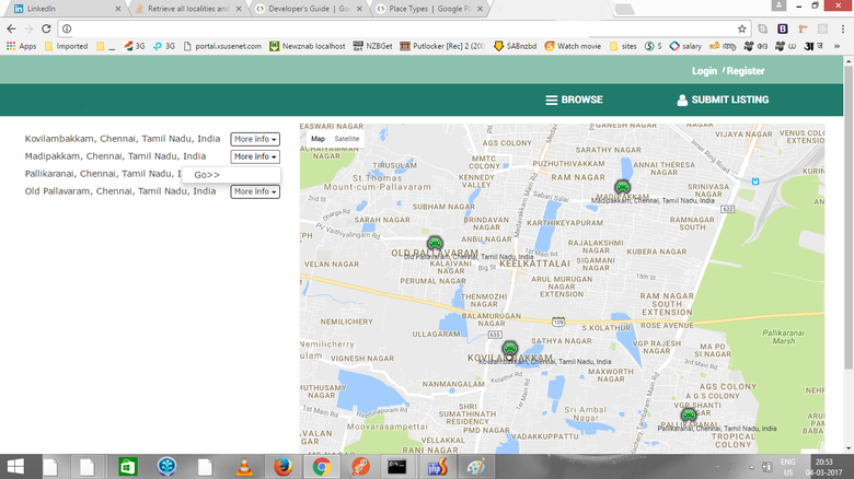 Retrieve all localities sublocalities from given city