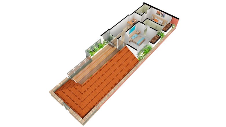 3D floor plan - House + Apartment