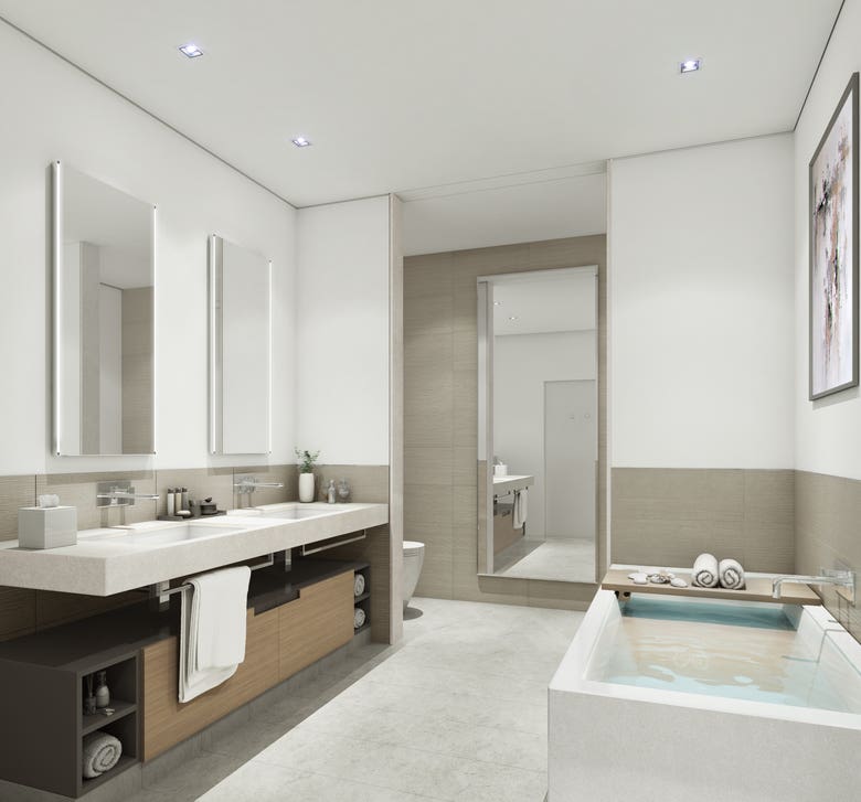 3D view of master bathroom