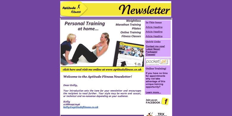 Aptitude Fitness Newsletter Template