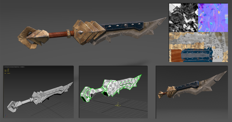 Low poly game ready weapons
