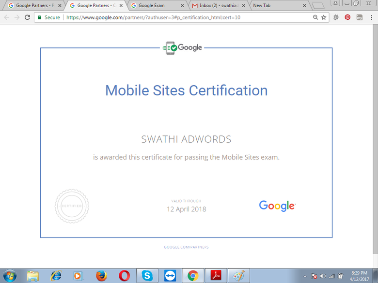 google mobile sites certification