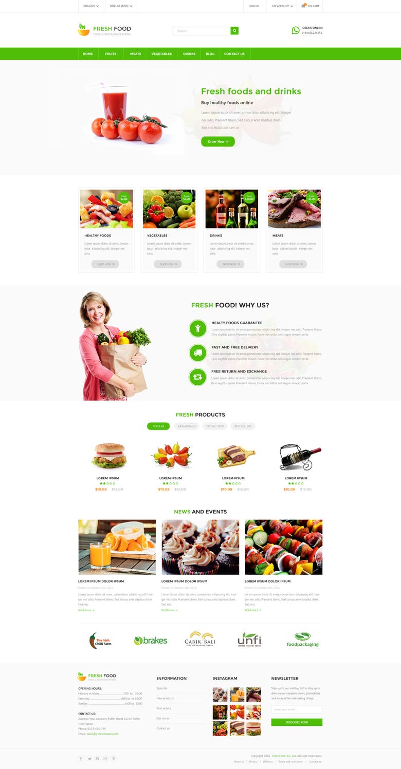 Fresh Food - build a commercial Prestashop template