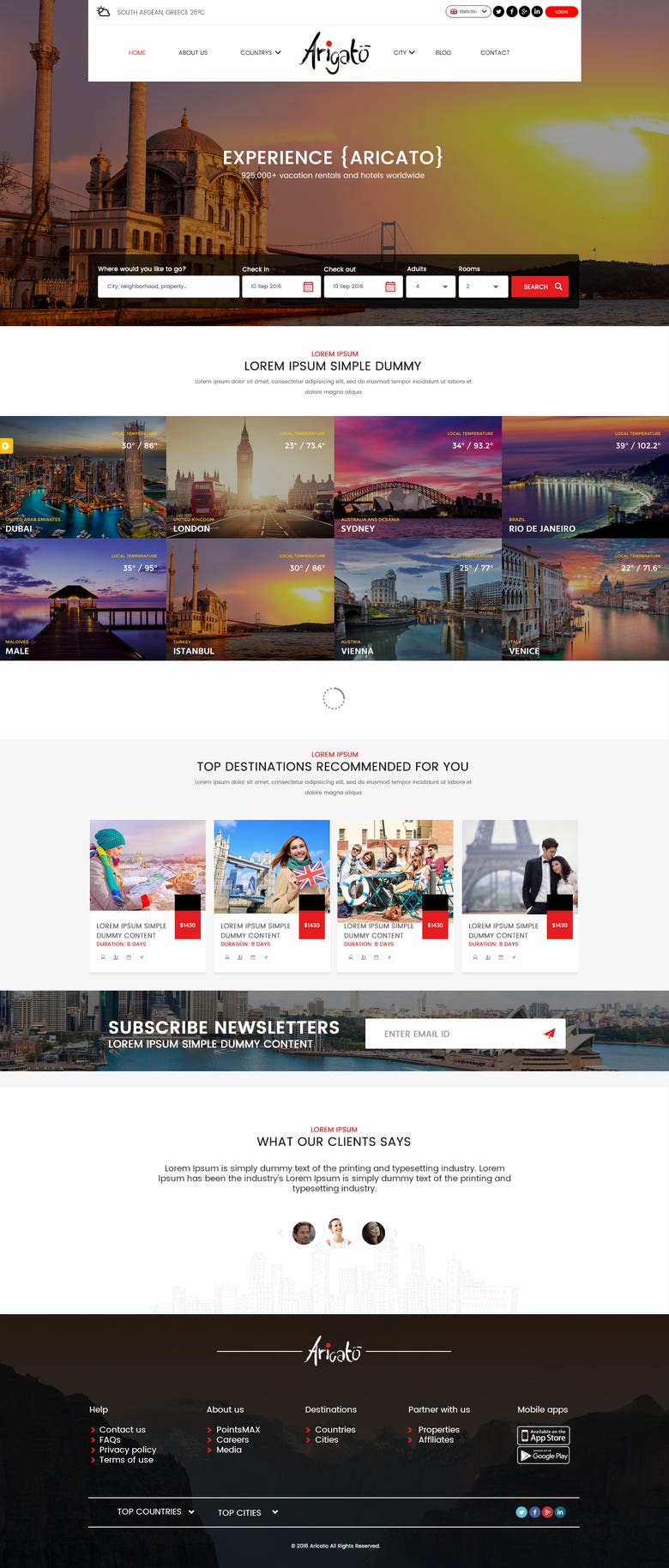 Online travel booking website