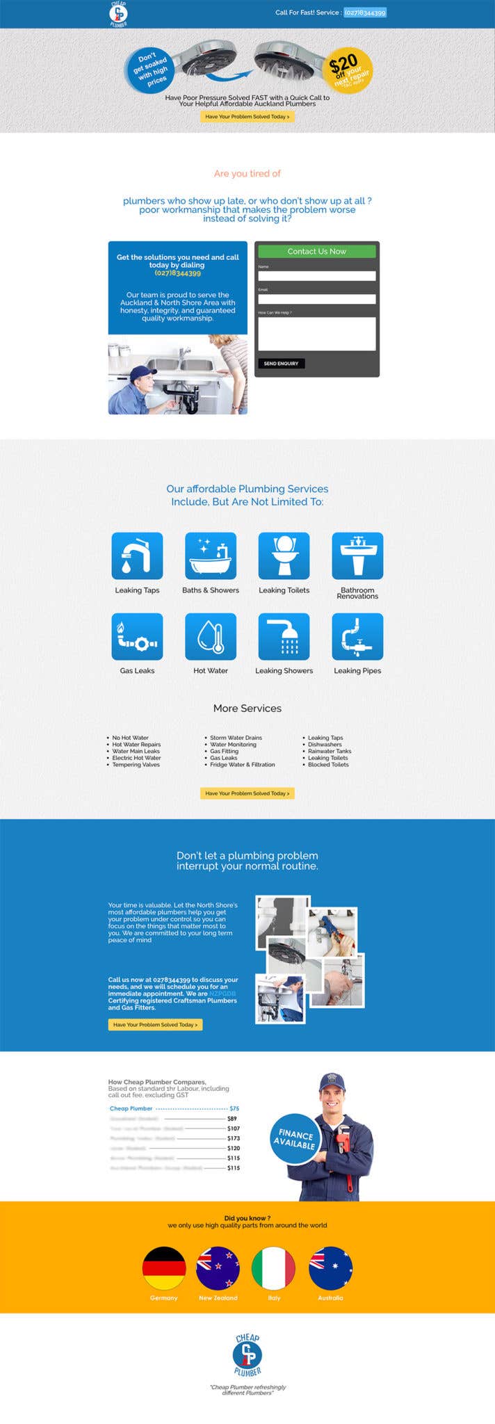 Landing Page For a Plumbing Service
