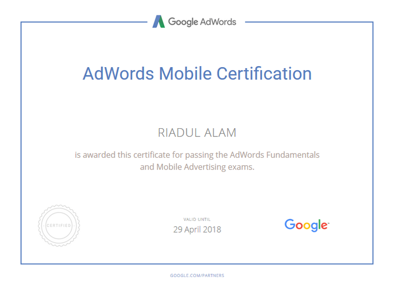 Google AdWord Certificate