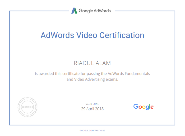 Google AdWord Certificate