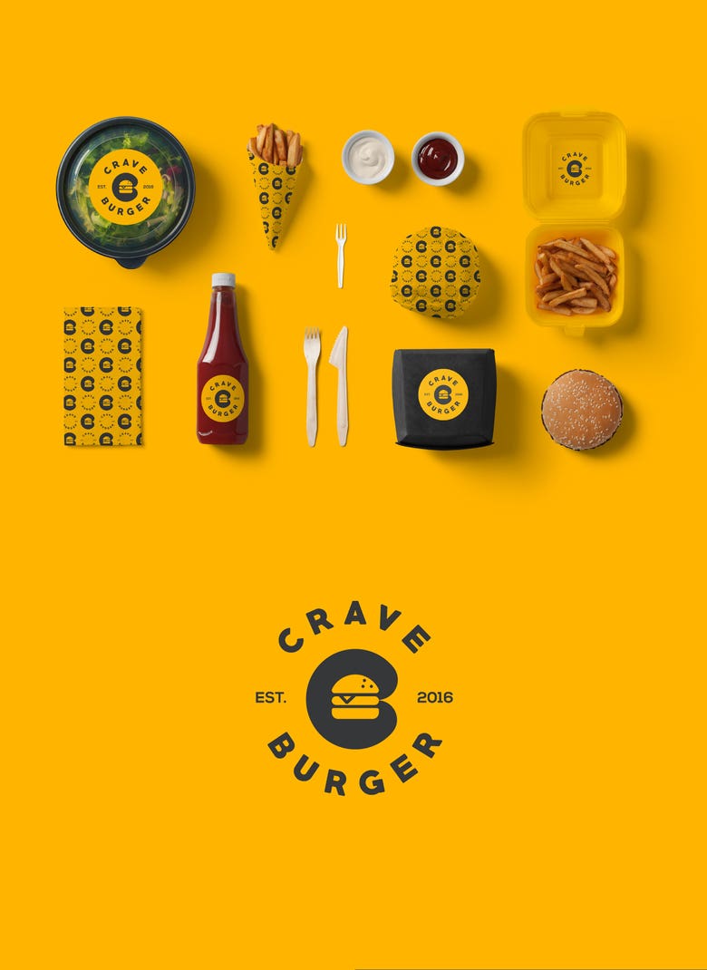 Crave burger identity and logo design