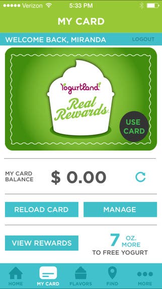 Yogurtland Mobile App