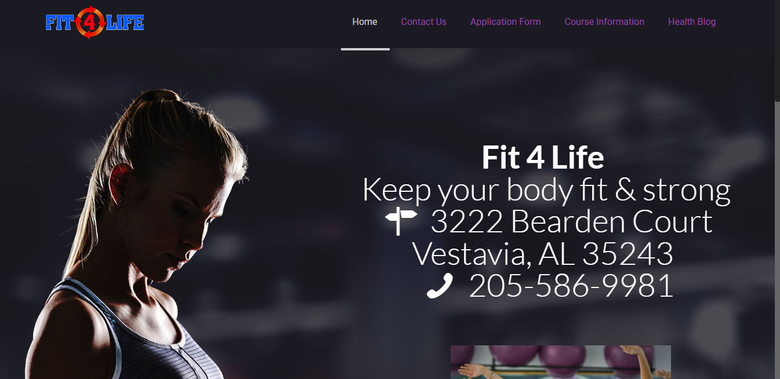 Website for Fit4Life Fitness Center