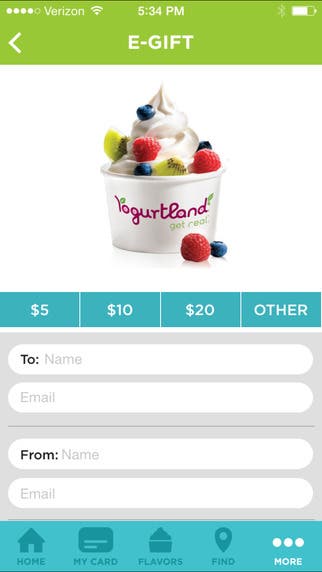 Yogurtland Mobile App