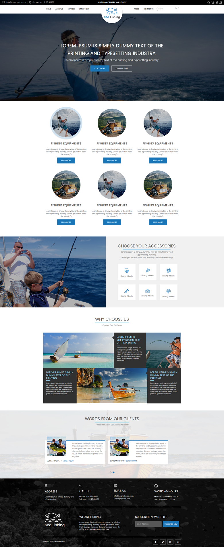 Design a Website Template with a Fishing Theme