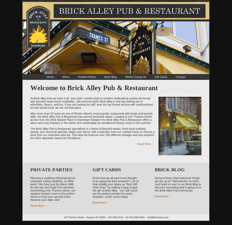 Brick Alley Pub and Restaurant Website