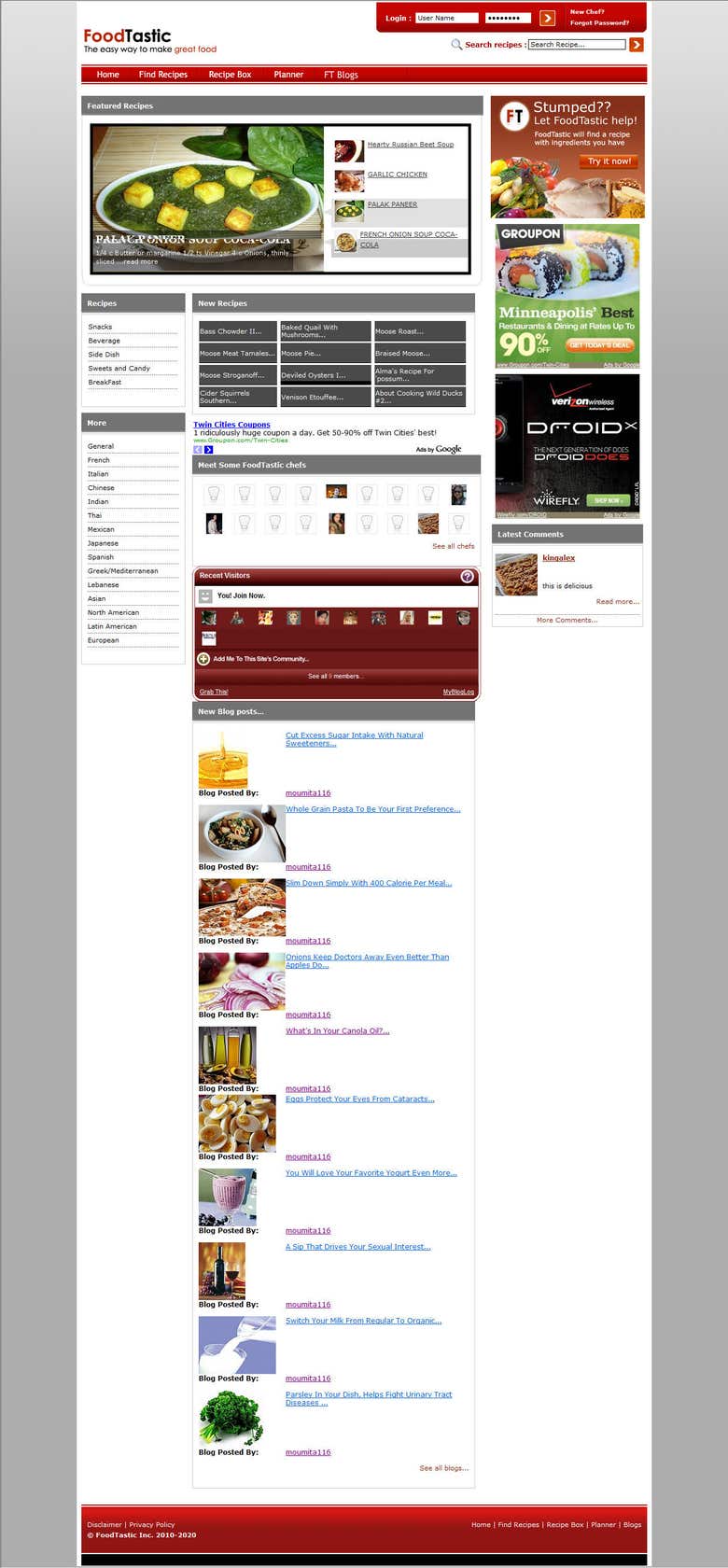 FoodTastic.com - web design -development and content writing