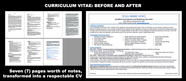 Incredible Curriculum Vitae / Resume Transformation!!!