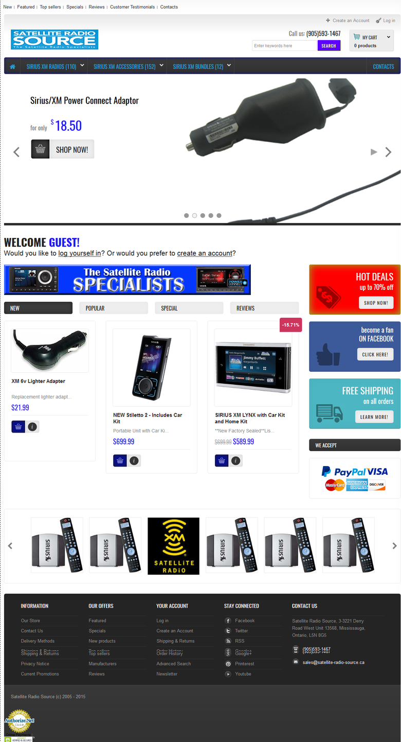 Online Store for Satelliteradiosource.ca