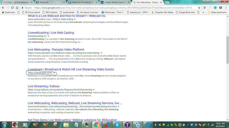 Top 4 Ranking Google ' Live Webcasting"